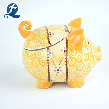 Großhandel individuell bedruckte handgemachte niedliche Piggy Shape Keramik Geldbank